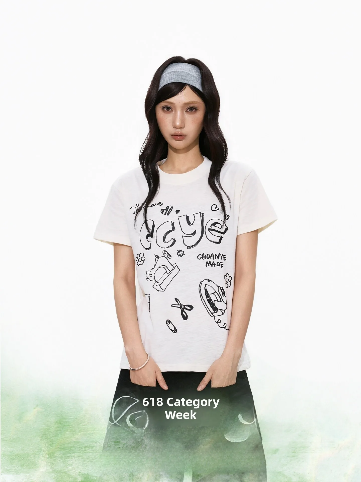 

Summer Women's Cotton T-shirt Short Sleeve round Neck Print Casual Style Slim Fit Heavy Duty Soft Comfortable Breathable Top