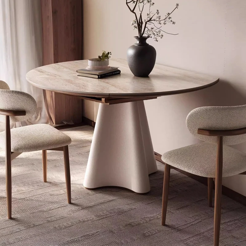 

Минималистичный и складной круглый обеденный стол премиум-класса, набор обеденных столов в римском стиле, мебель со стабильной основой, масштабируемый стол из массива дерева