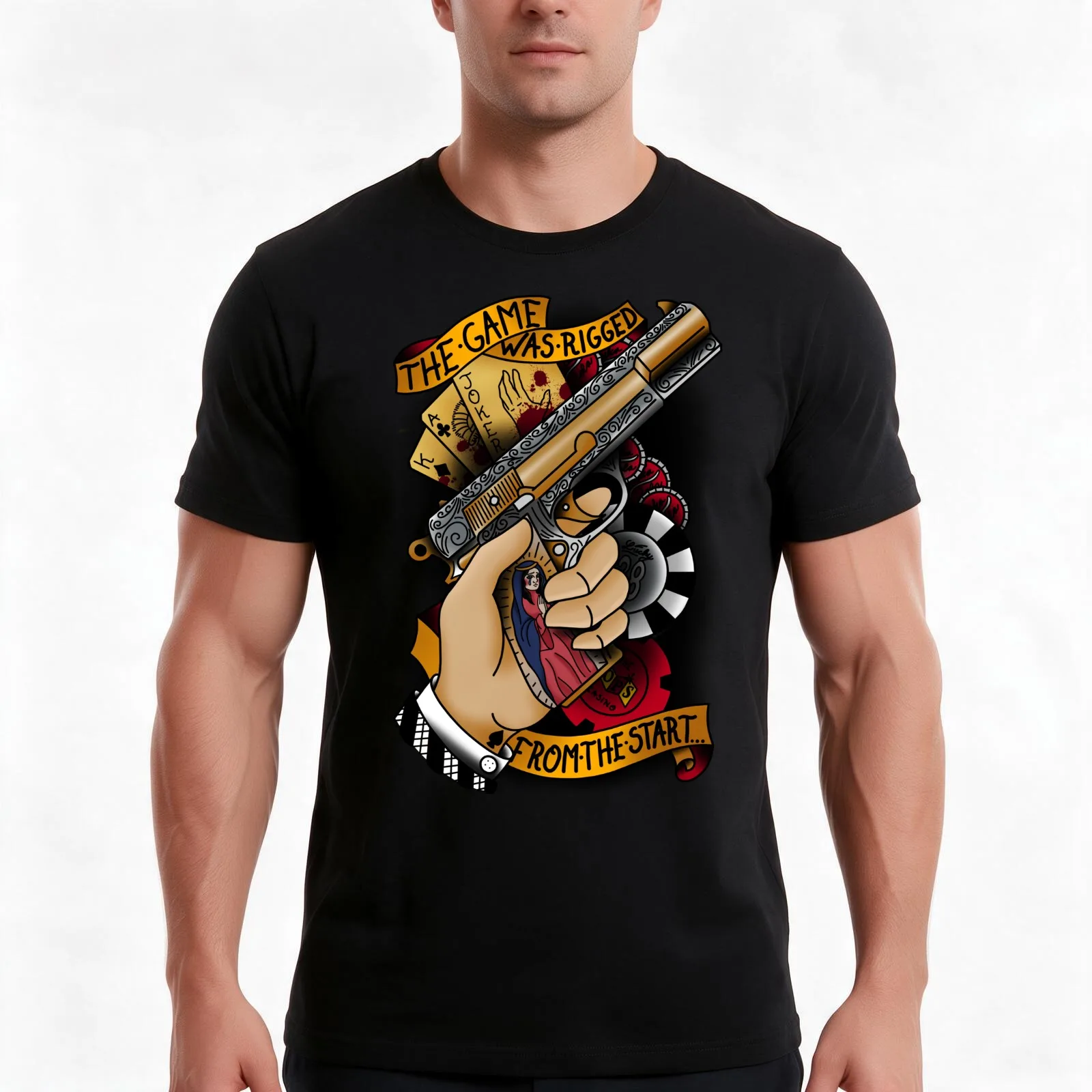 The Game Was Rigged From The Start T-Shirt, Summer Casual Cotton Tee, Oversized Streetwear Tops, Vintage Graphic Print