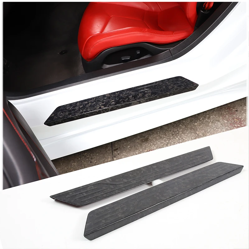 

For Chevrolet Corvette C8 Z06 Z51 2020-2023 Dry Carbon Fiber Car Door Sill Scuff Plate Welcome Pedal Trim Car Accessories