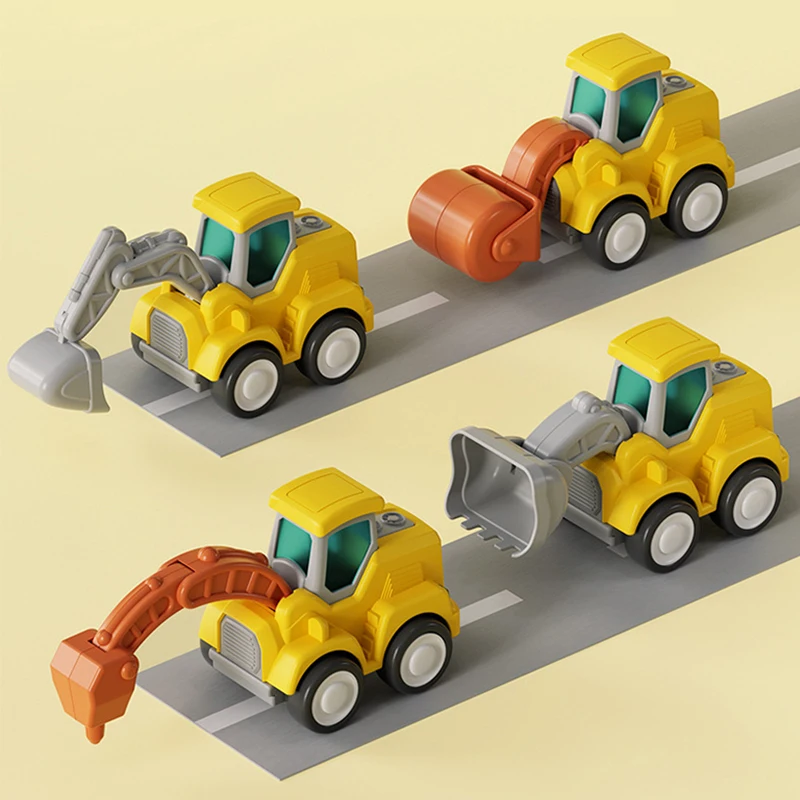 

4PCS Construction Toy Engineering Vehicle Excavator Toy Pull Back Slide Car Great for Kid Boy Early Educational Tool Toy For Kid