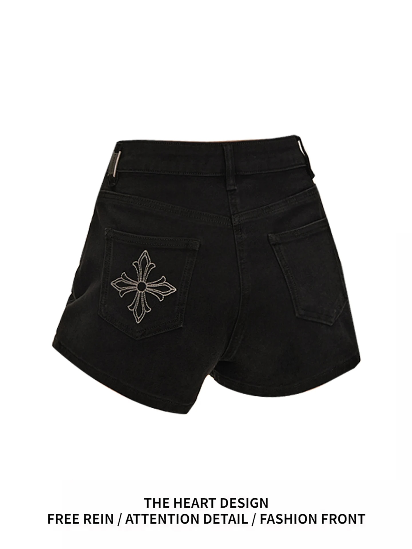 Retro Amerikaans Geborduurd Slim Fit Elastisch Denim Orts Dames Zomer Afslanken Veelzijdig Pittig Trendy Hotpants Casual Hoge W...