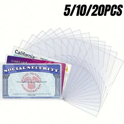 5/10/20Pcs Waterproof PVC Card Protector Sleeves Soft Clear Protective Covers for Social Security Medical Insurance Credit Cards