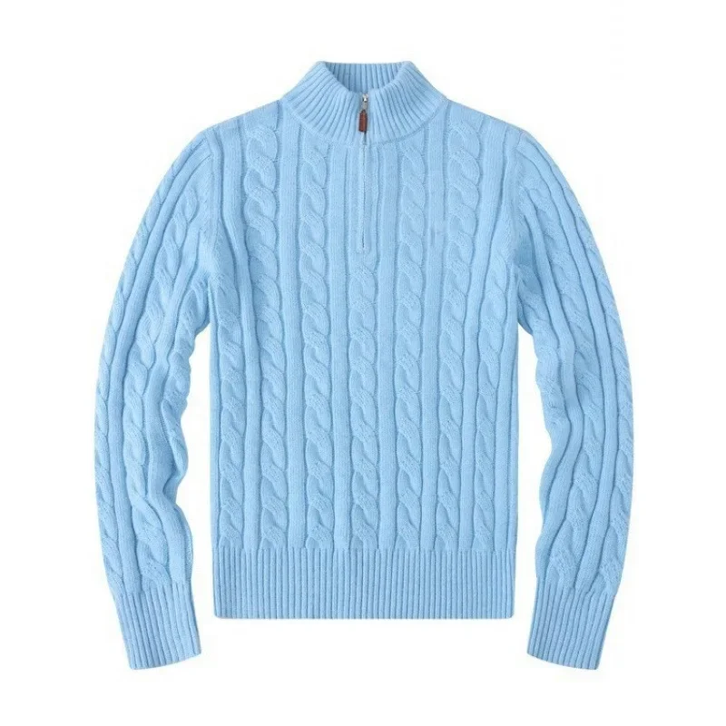 

New Men's Sweater Zipper Knitted Sweater Business Polo Jumper Knitwear Sweater Long Sleeve Autumn Winter