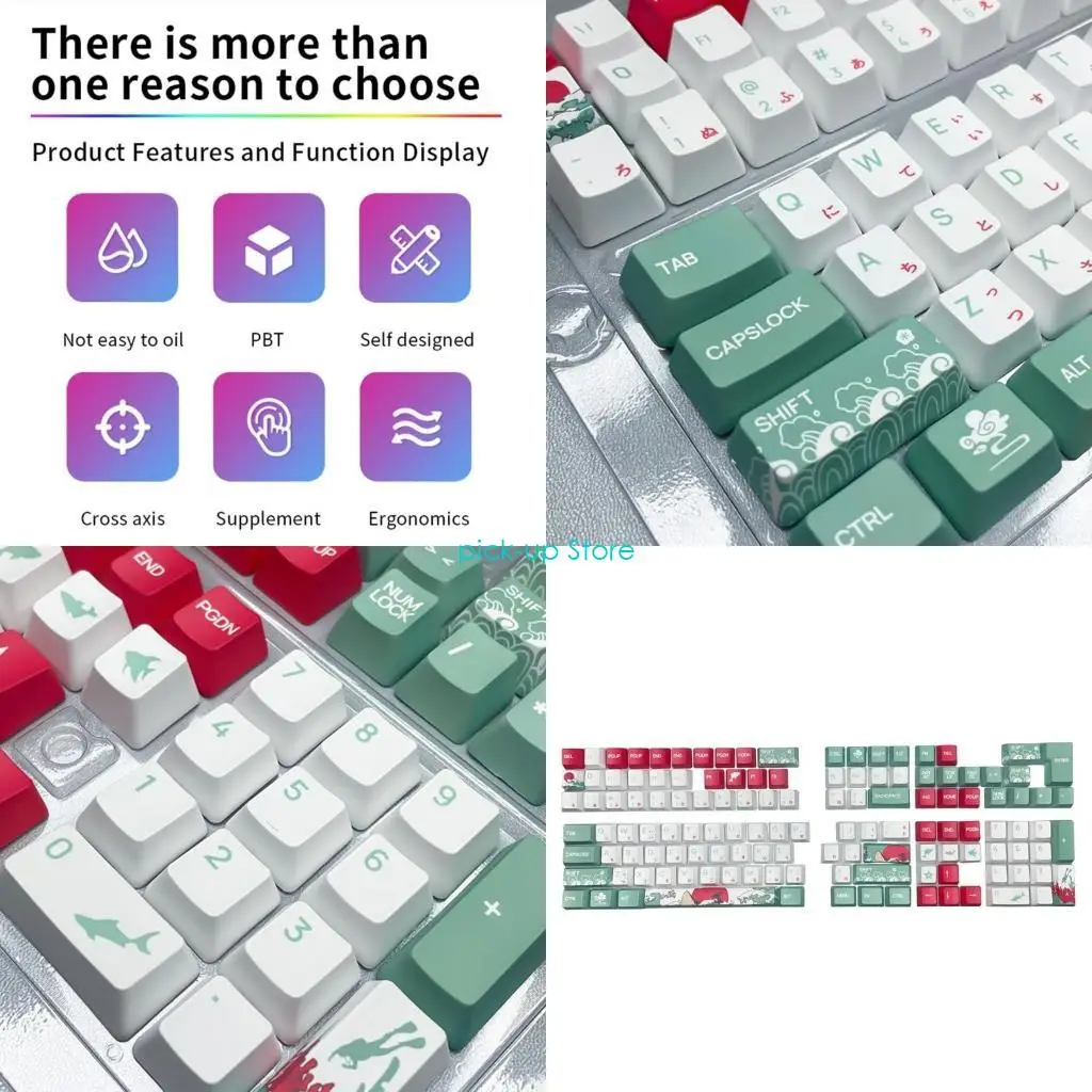 

Q5WA Ergonomic xda/OEM -профиль Клюки Клюки Коралловый море Тема Японская Клавички для переключателей MX 98 104 108