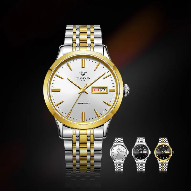 

Shanghai Diamond brand watch men's automatic mechanical watch waterproof luminous calendar business 8031 official genuine