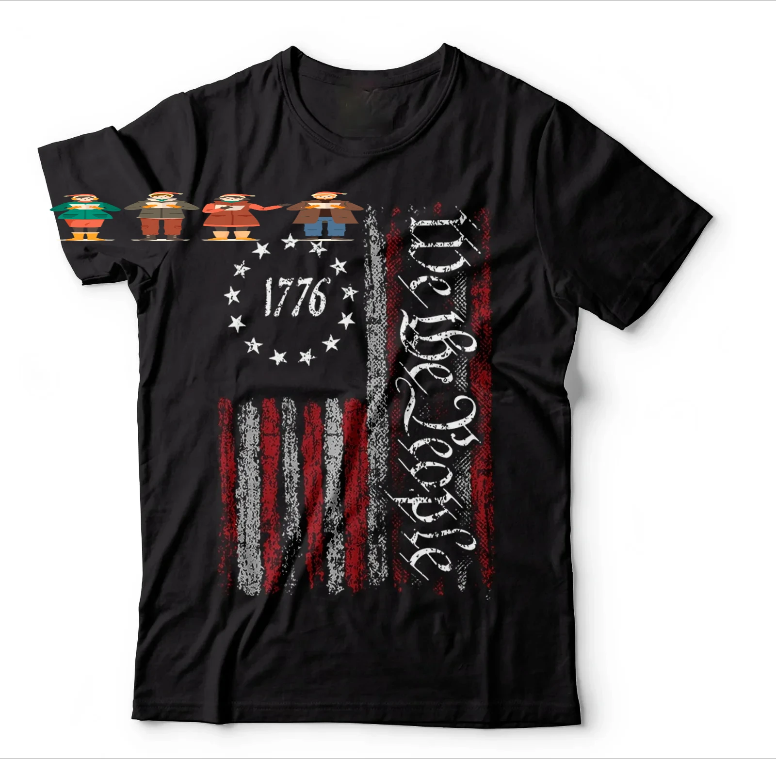 We The People 1776 USA Flag Constitution Gun Rights T-Shirt 100% Cotton O-Neck Summer Short Sleeve Casual Mens Tshirt Size S-3XL