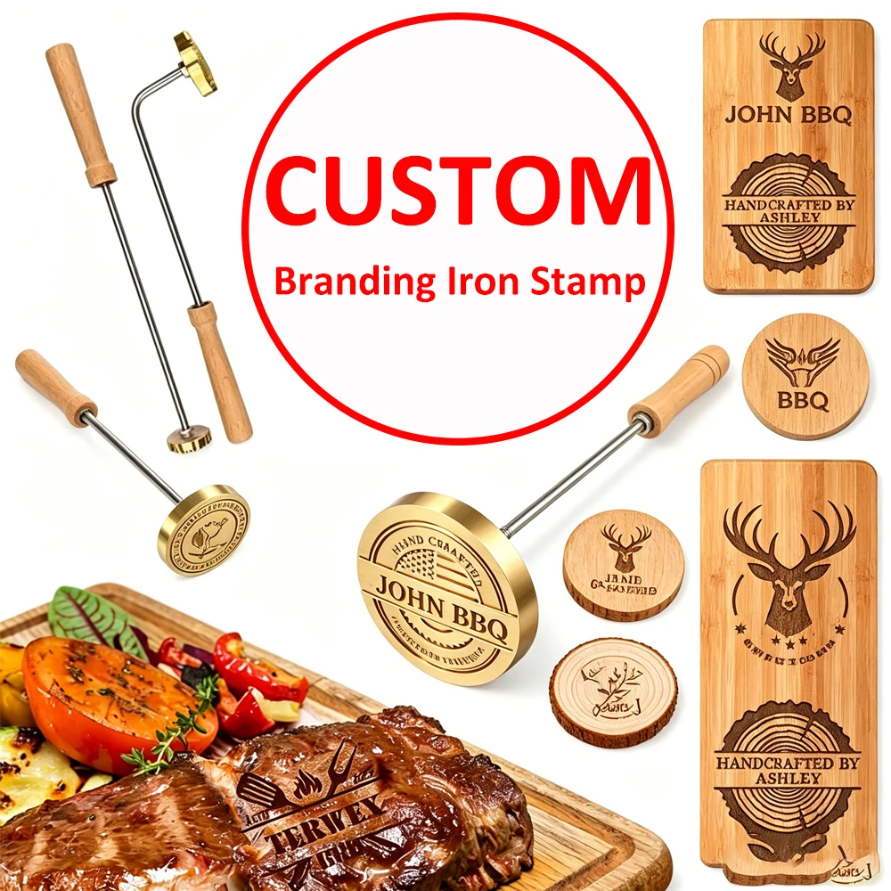 Personalized Branding Iron Stamp M8 Custom Logo Brass Stamp Wood Burning Heating Embosser Seal for Woodworking Leather DIY Craft
