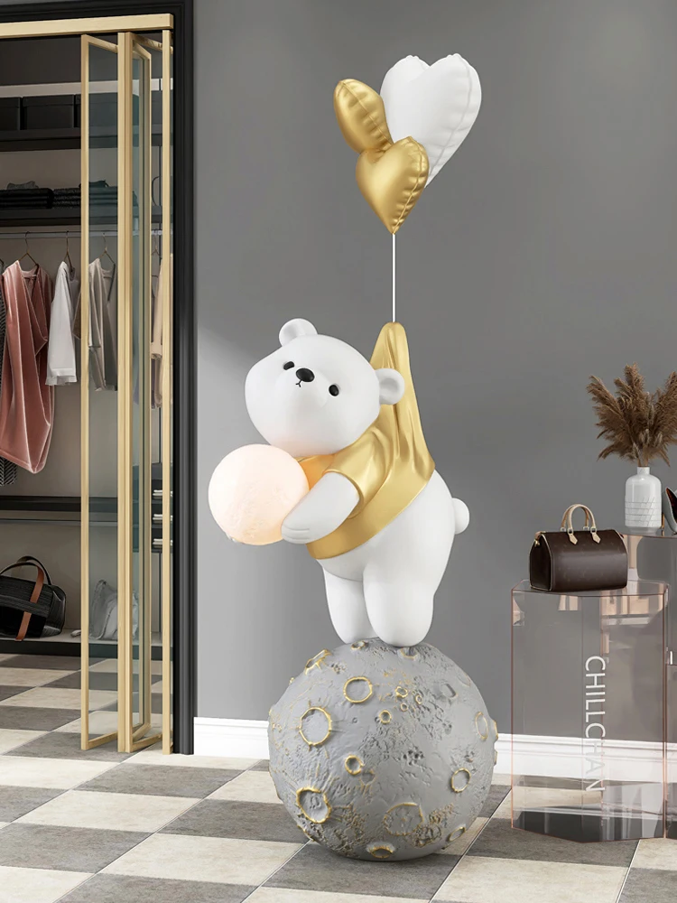 Home Decor 160CM Luminous Vitality Bear Statues Large Floor Decoration Living Room Animal Sculpture Ornaments Housewarming Gifts