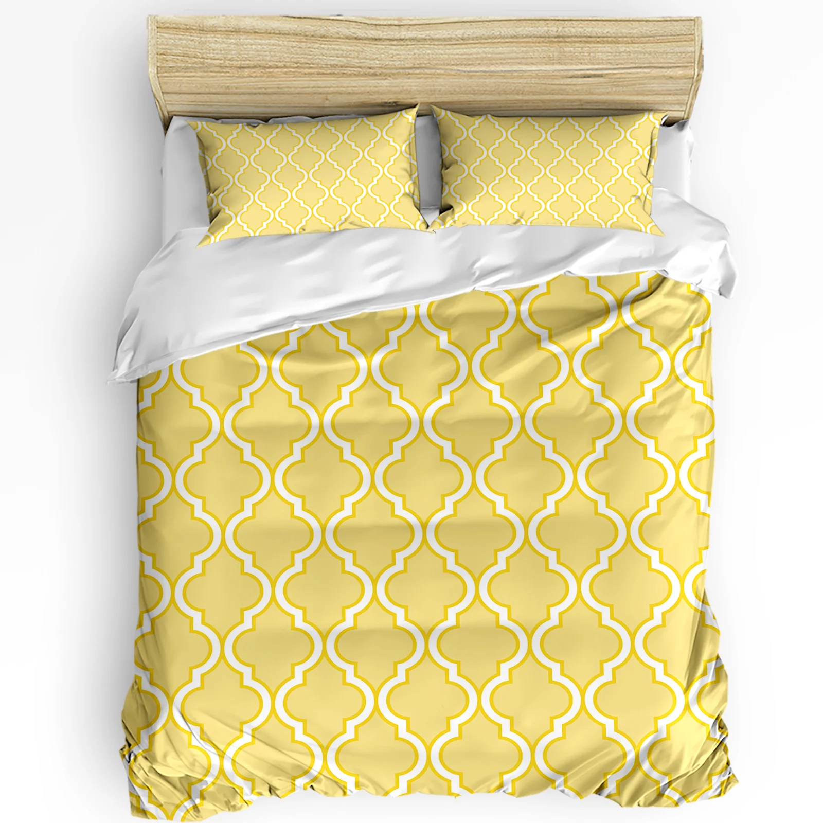 

Yellow Moroccan Geometry Duvet Cover with Pillow Case Custom Comforter 3pcs Bedding Set Quilt Cover Double Bed Home Textile