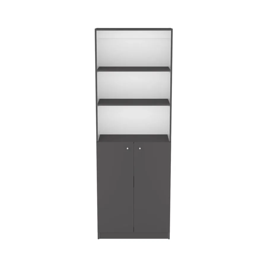 

Книжный шкаф двудверный Benzoni Office Matt Grey White
