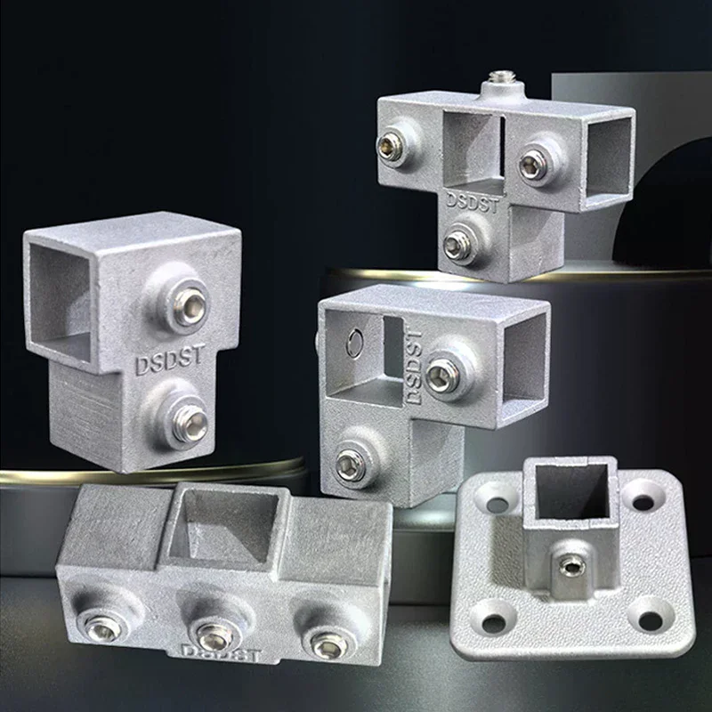 1pcs Square Tube Connection Piece Aluminum Alloy Elbow 3-way Square Pipe Fixed Joint Storage Rack Rack