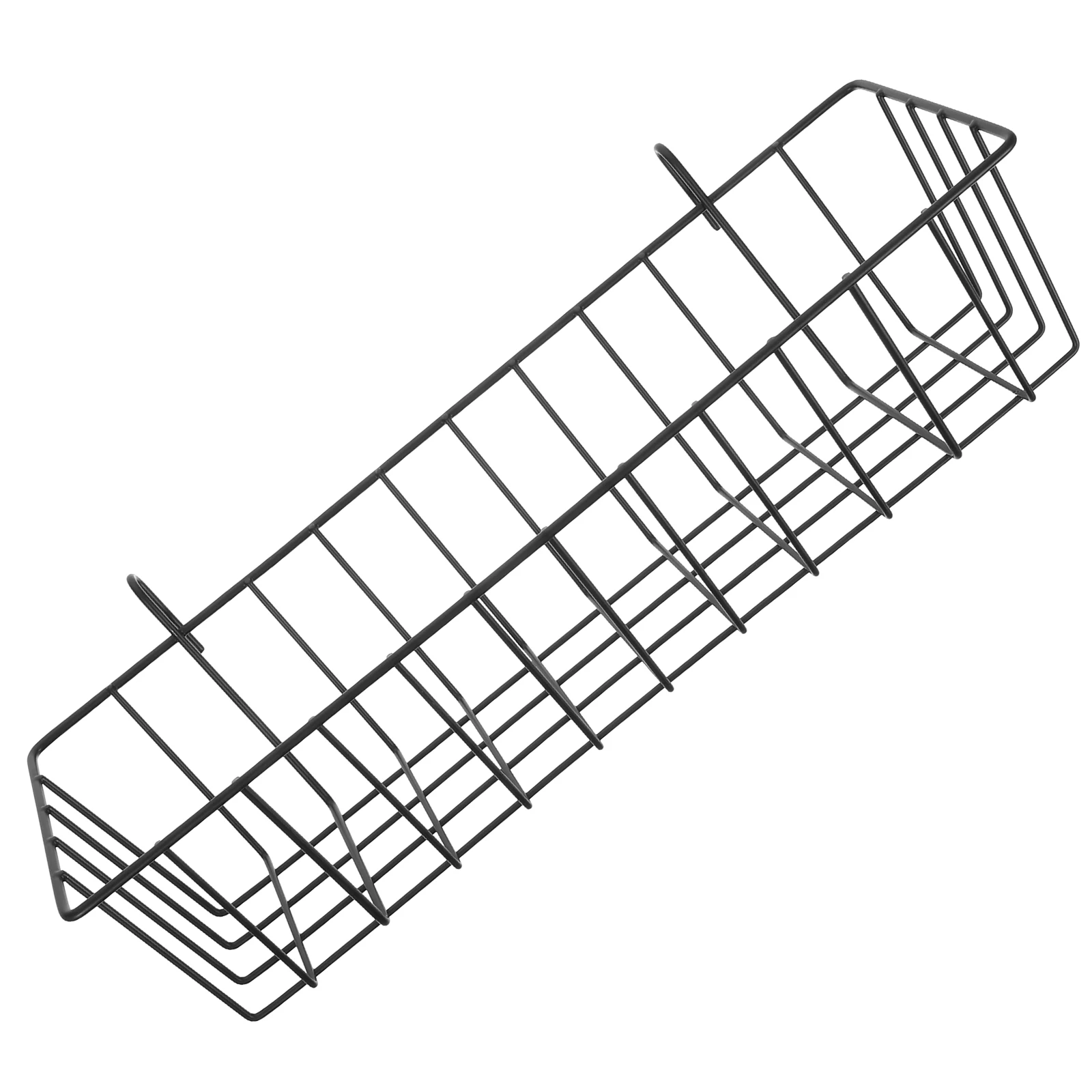 

【】Bathroom Storage Hanging Basket Black Heavy Duty Metal Wire Organizer Kitchen Toilet Holder Iron Grid Rack