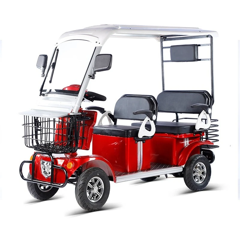 

Electric four-wheeler household small pick-up and drop-off children with shed for the elderly sightseeing four-wheeler