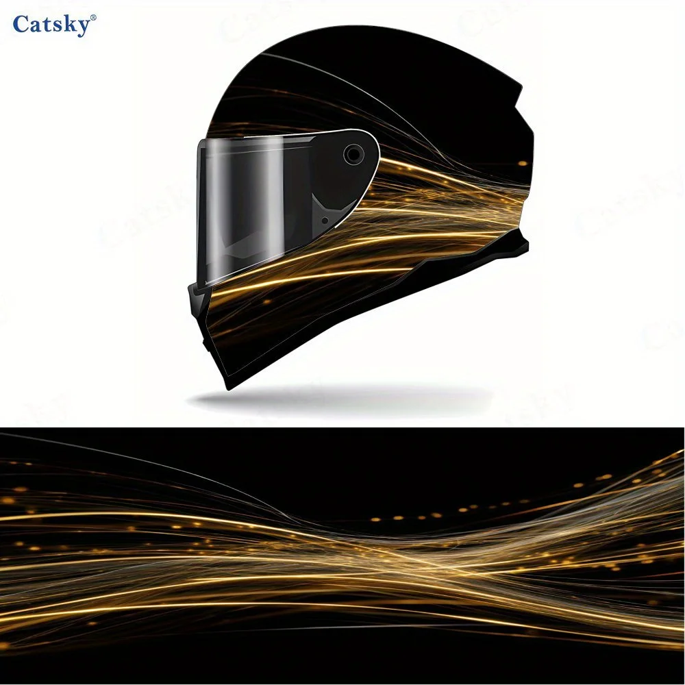 ملصق خوذة لكامل الوجه بتدفق ذهبي - PVC متين ومقاوم للماء، ملصق جمالي لخوذة السباق ذاتية اللصق، ملحقات الخوذة #1