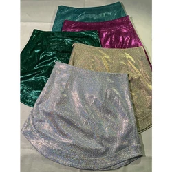 Glitter Skirts for Women Shining High Waist Wrap Side Zipper Streetwear Sexy Bodycon Mini Skirt Party Clubwear 2024 New Arrival