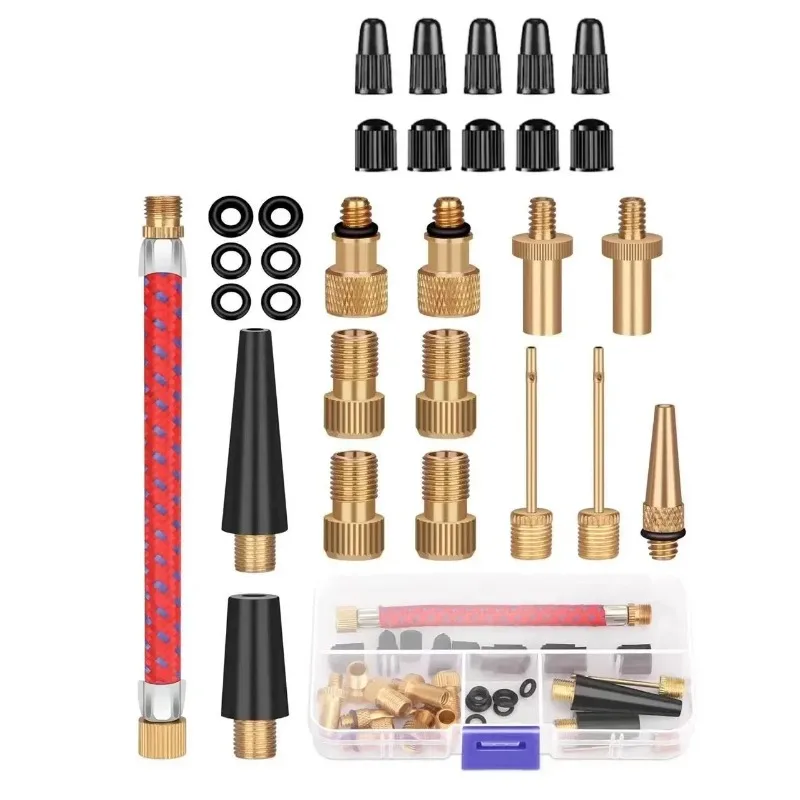 AliExpress NONE 21/30Pcs Bicycle Tire Inflator Tube Needle & Air Hose Adapter Kit - Pump Connectors for Bike Repair & Basketball Valves