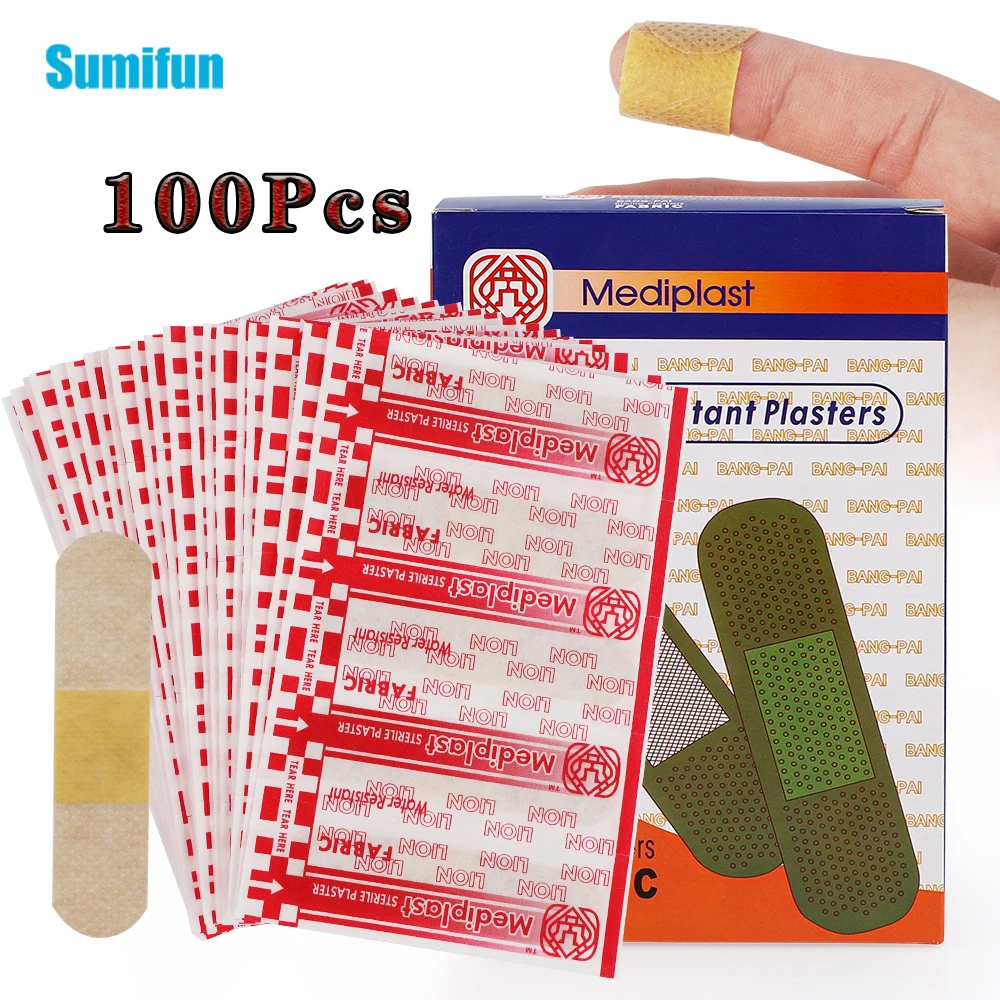 

100pcs Band-Aids Sterile Hemostatic Waterproof Stickers for Wounds First Aid Bandages Hot Melt Adhesives Cloth Stickers