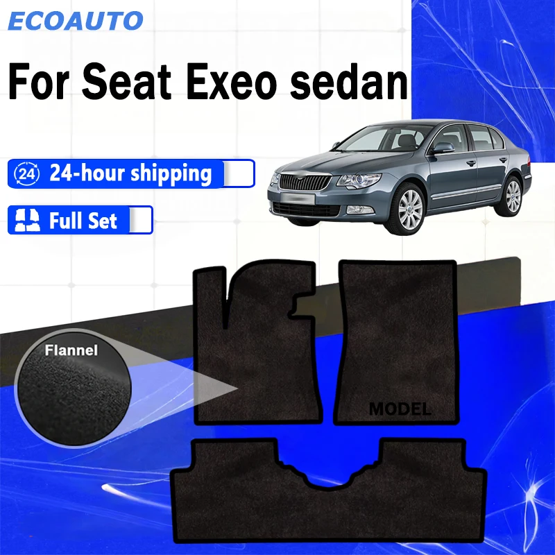 

ECOAUTO Flannel velour car mats for Seat Exeo sedan, station wagon (2008-2015) -black