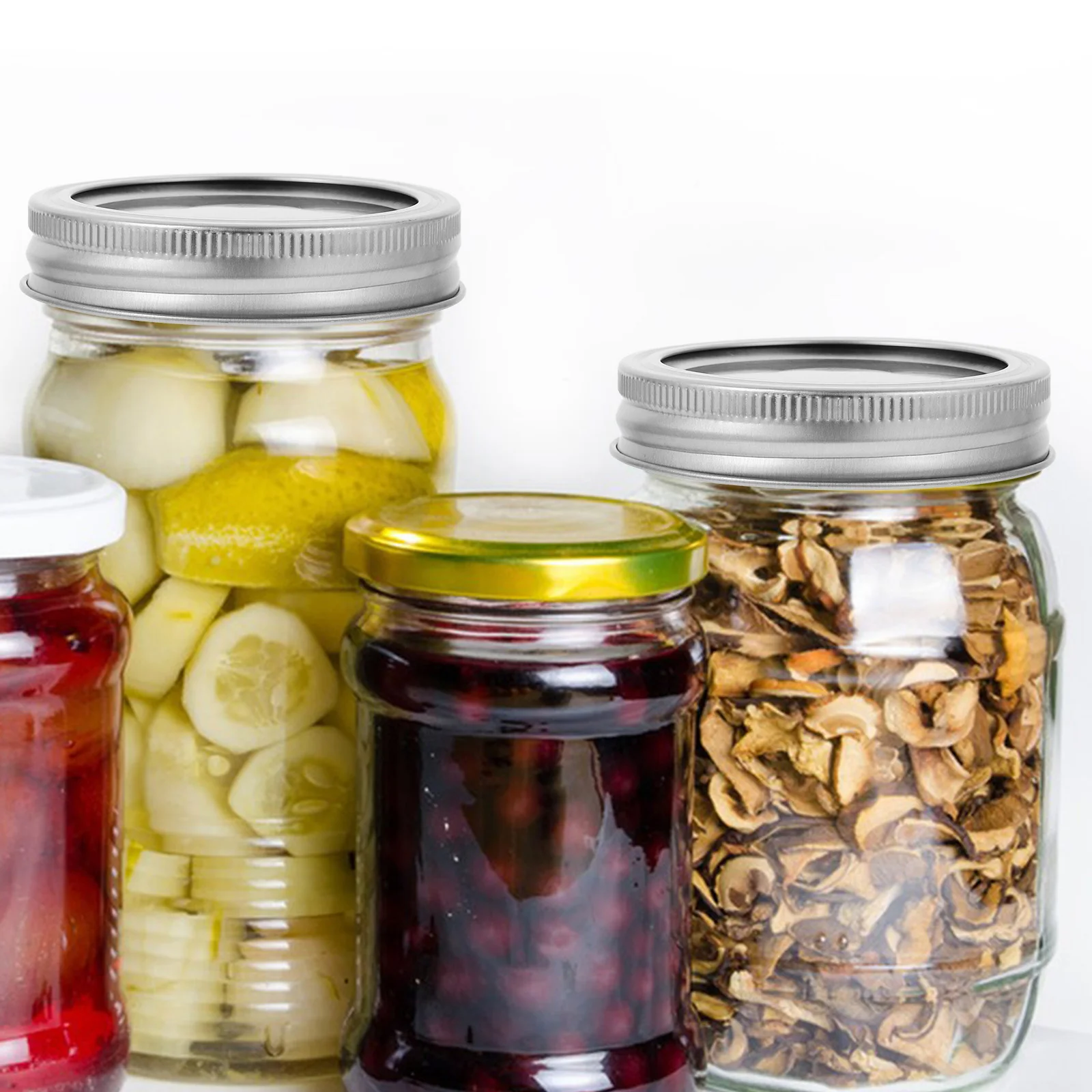 

12Set Leakproof Wide Mouth Canning Lids Core Metal Rings Airtight Sealing Jar Covers Reusable Professional Multipurpose