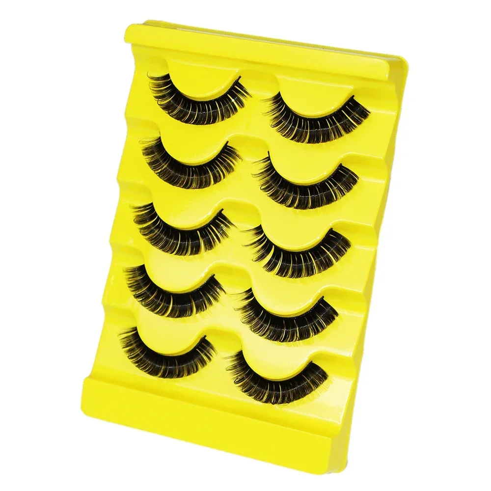 5 Pairs Lashes DD Curl Russian Lashes 3D Faux Mink Eyelashes Reusable Fluffy Russian Strip Lashes eyelash extension