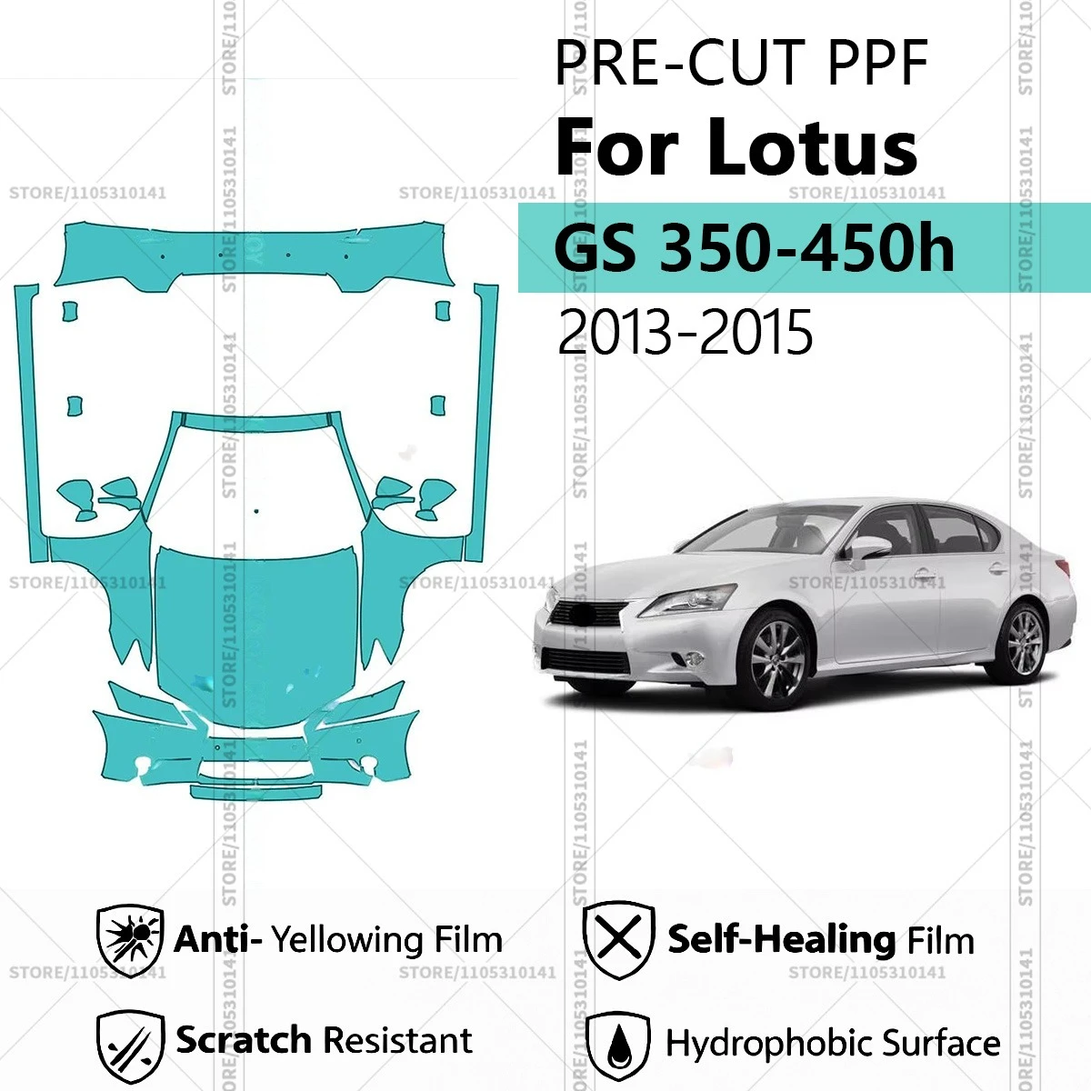 Pre-Cut Paint Protection Film PPF Transparent Car Film Automotive PPF Front Kit-Rear Bumpe For Lexus GS 350-450h 2013-2015
