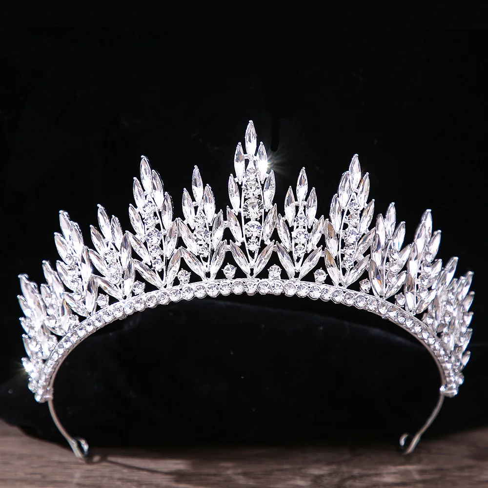 Silver Color Crystal Crowns And Tiaras Baroque Vintage Crown Tiara For Women Bride Pageant Prom Diadem Wedding Hair Accessories