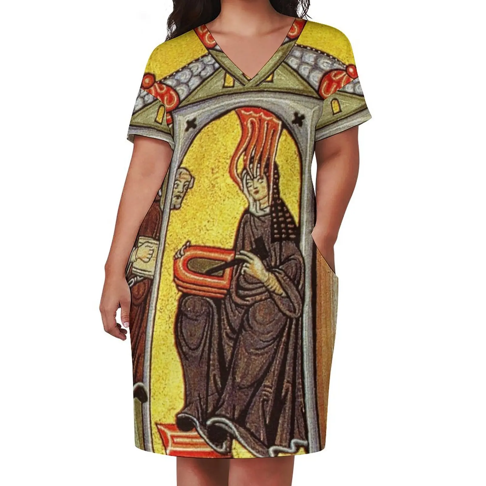 Illumination from the Liber Scivias (Hildegard von Bingen) Loose Pocket Dress Dress woman Female clothing