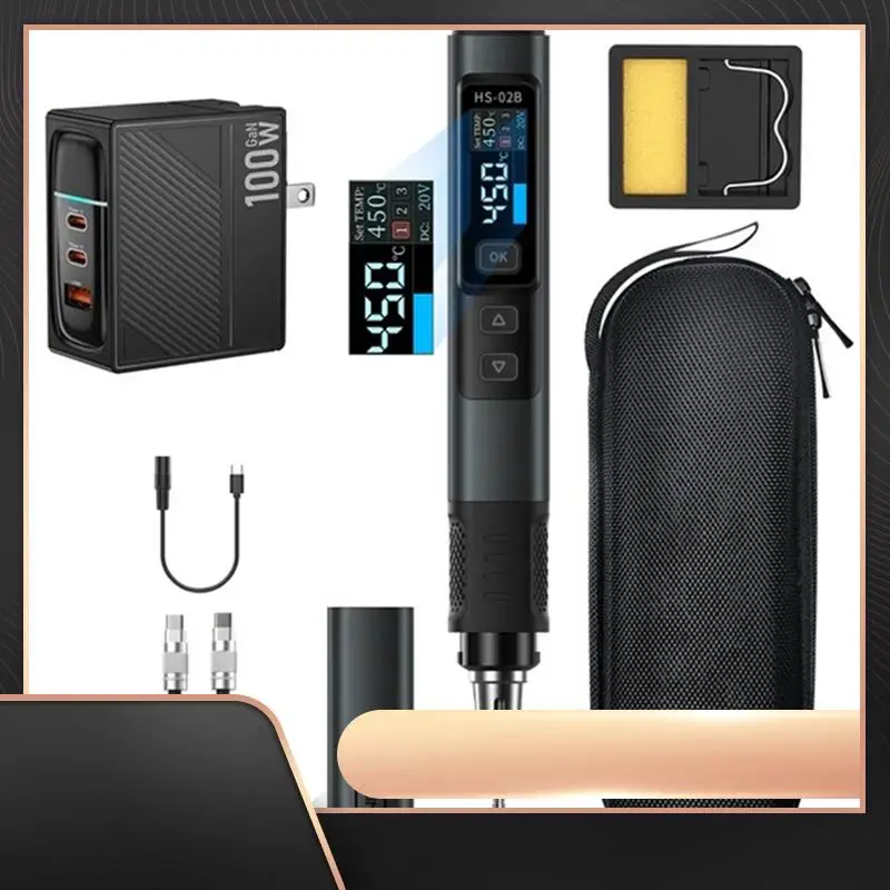 

HS-02B Soldering Iron Smart Sleep IPS Color Display Screen 100-450℃ Portable Repair Tool-N34R
