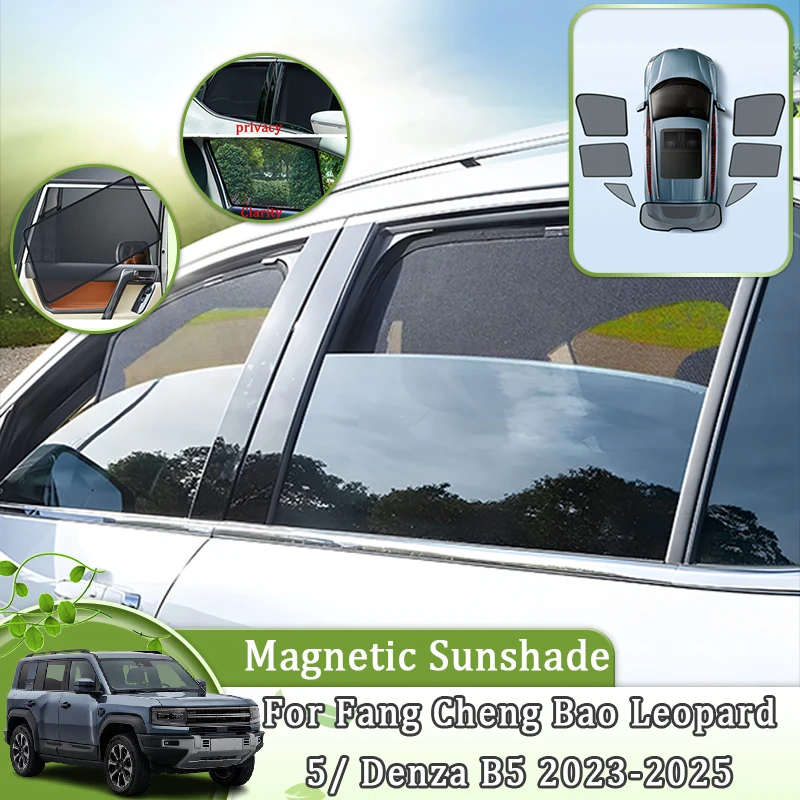 

Магнитные автомобильные солнцезащитные козырьки для BYD Fang Cheng Bao Leopard 5 Denza B5 2024 2025 2023, козырьки, затеняющие шторы, оконные чехлы, аксессуары