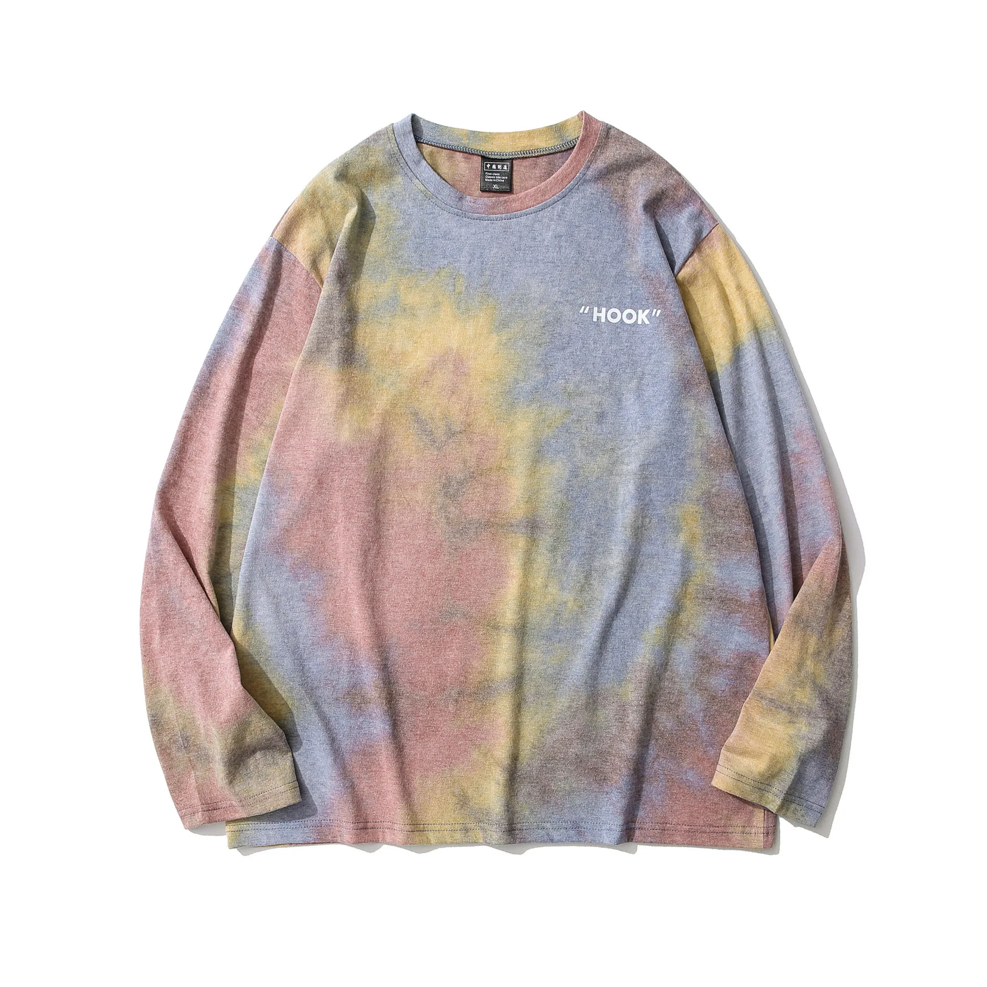 Spring Autumn Tie Dye T Shirt Men Casual Long Sleeve Tops Tees Hip Hop Streetwear Couple T-shirts Fashion Thin Oversized T Shirt