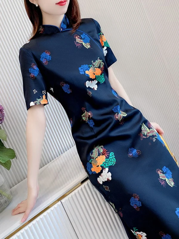 

Женское платье-ципао больших размеров, модифицированная версия Dr Ele, скрывающая живот, стройнящая, в ретро-стиле, с рукавами, лето 2026