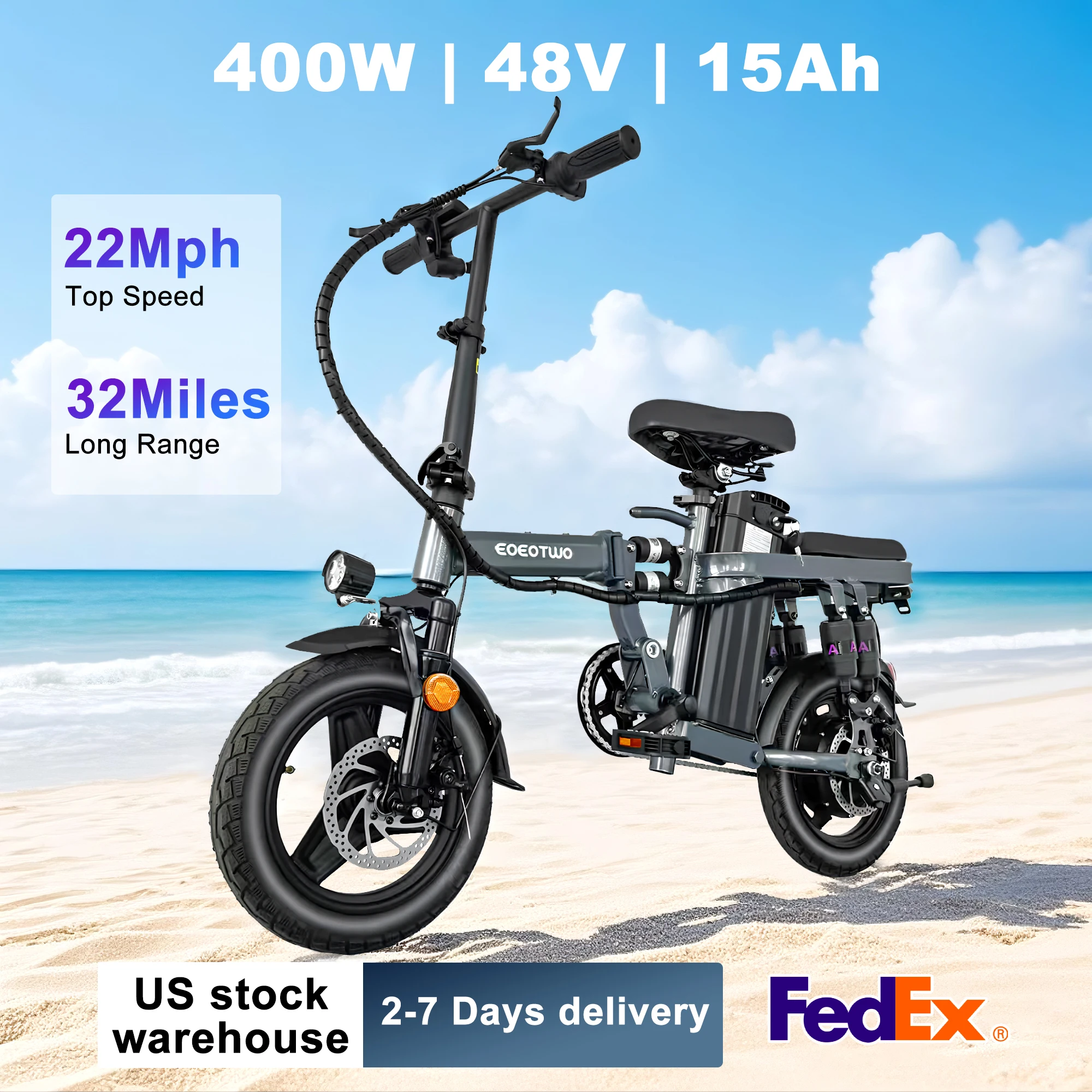 

Folding Electric Bike Bicycle For Adult, With A Range Of 32 Miles, E-Bikes,48V 15AH, Suitable For Daily Commuting
