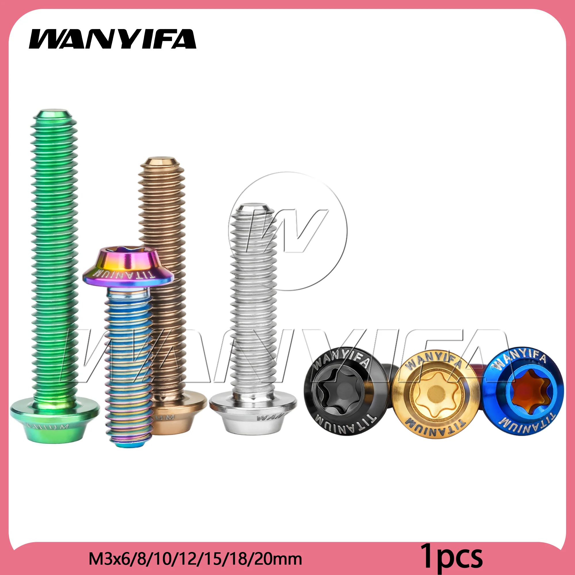 Wanyifa Titanium Bolt M3 Torx Screws for Bicycles - Butterfly Umbrella Head (6/8/10/12/15/18/20mm) T10