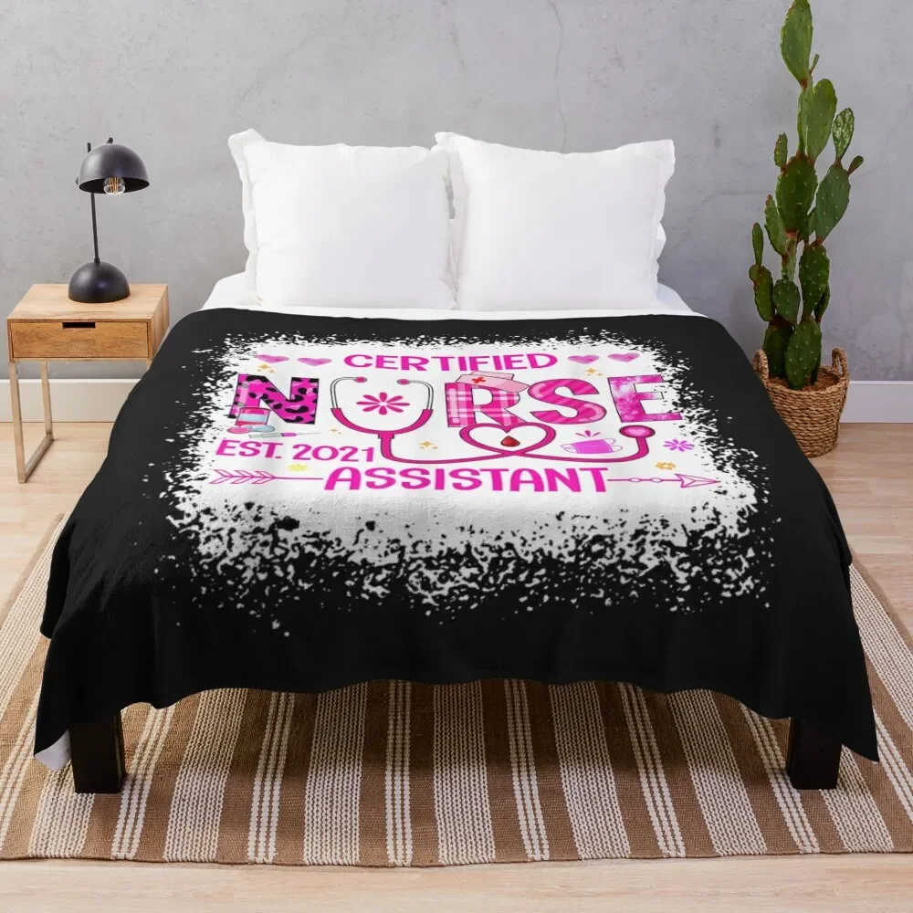 Certified Nurse Assistant Est 2021 CNA Nursing Aide Women TShirt137 Throw Blanket wednesday Warm Blankets