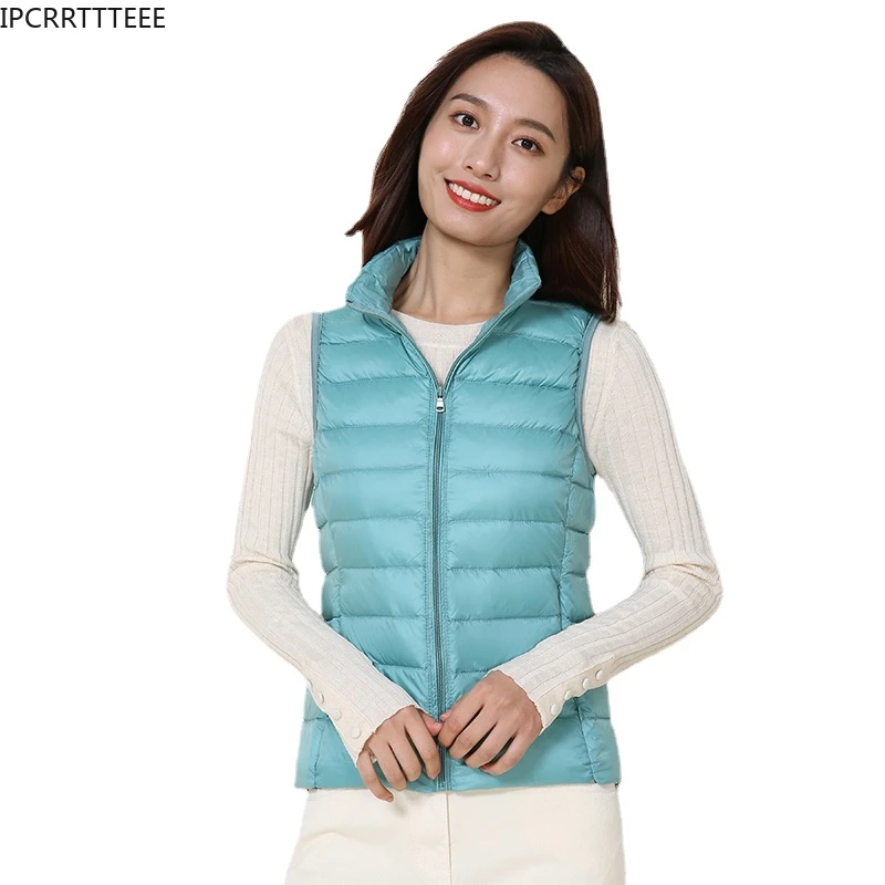 

Женский жилет, новинка 2023, зимний жилет с белым утиным пухом, Женская облегающая куртка без рукавов, женский ветрозащитный теплый жилет