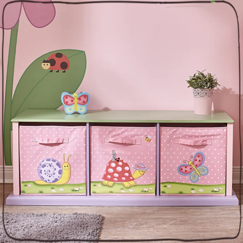 Children's storage cabinet, wardrobe, three grids, simple landing