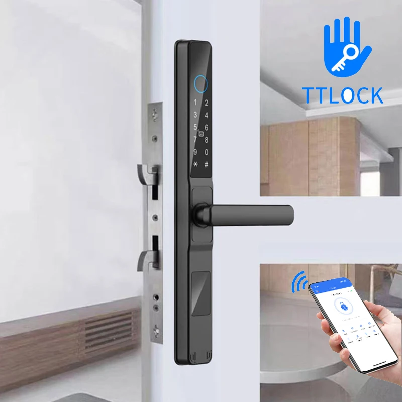 IP65 Waterproof TTLock APP Fingerprint Code RFID Lock For Pull Push Sliding Door 2085 2585 2885 3085 4085 4585 Mortise Optional