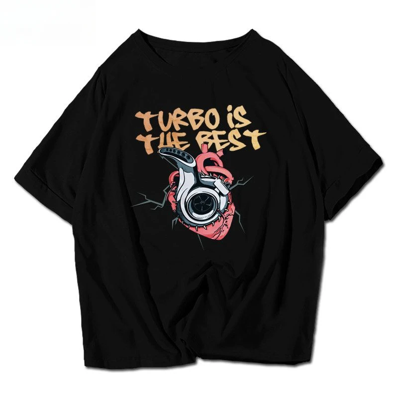 

2025 New Men's 100% Pure Cotton Print Japanese Style HellaFlush T-shirt Trendy Brand Round Neck Leisure Tees Top Unisex