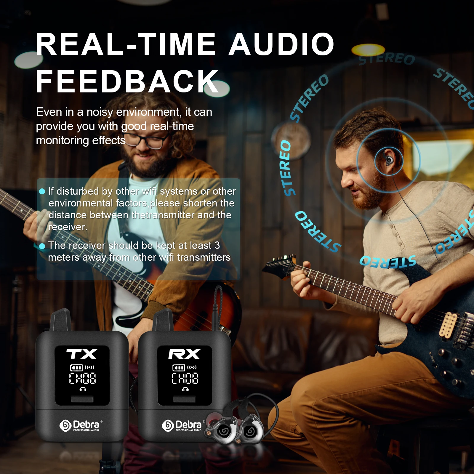 Debra ST-MINI Audio Stereo UHF IEM نظام مراقبة لاسلكي داخل الأذن قابل لإعادة الشحن لأداء مرحلة البث المباشر للموسيقى
