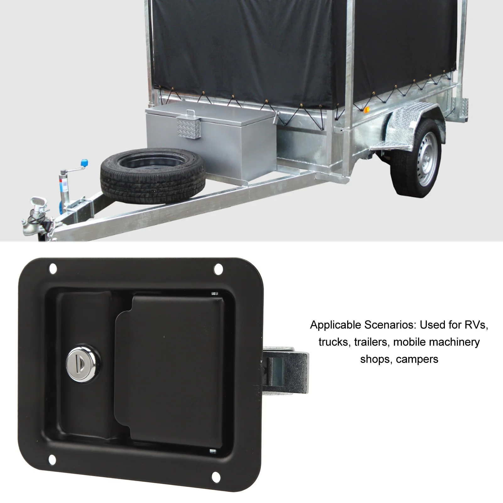 

Trailer Paddle Lock Wide Application Steel Construction Flush Mount Tool Box Handle with 2 Keys for Campers for Trucks