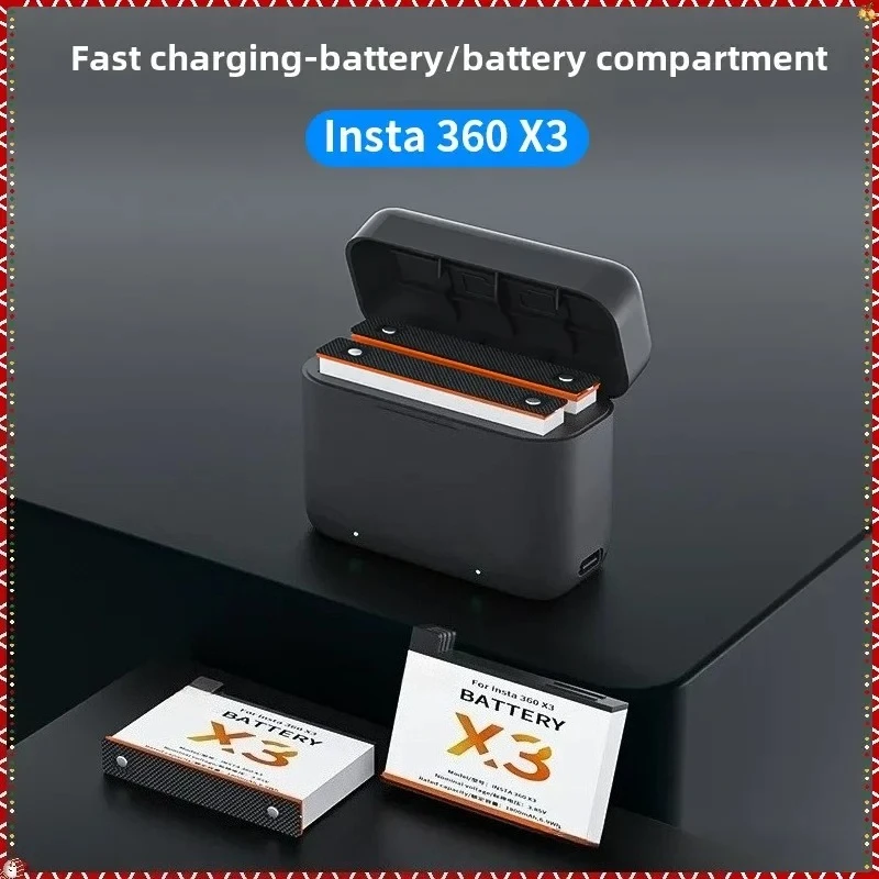 

For Insta360 X3 Battery +2 Card Slot Battery Charging Box 1800mah 360 Panoramic Action Camera Li-ion Battery Accessories