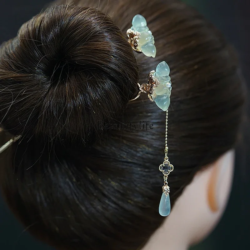 

Xiuyu butterfly hairpin ancient style Xiuyu hairpin fringed Hanfu headdress