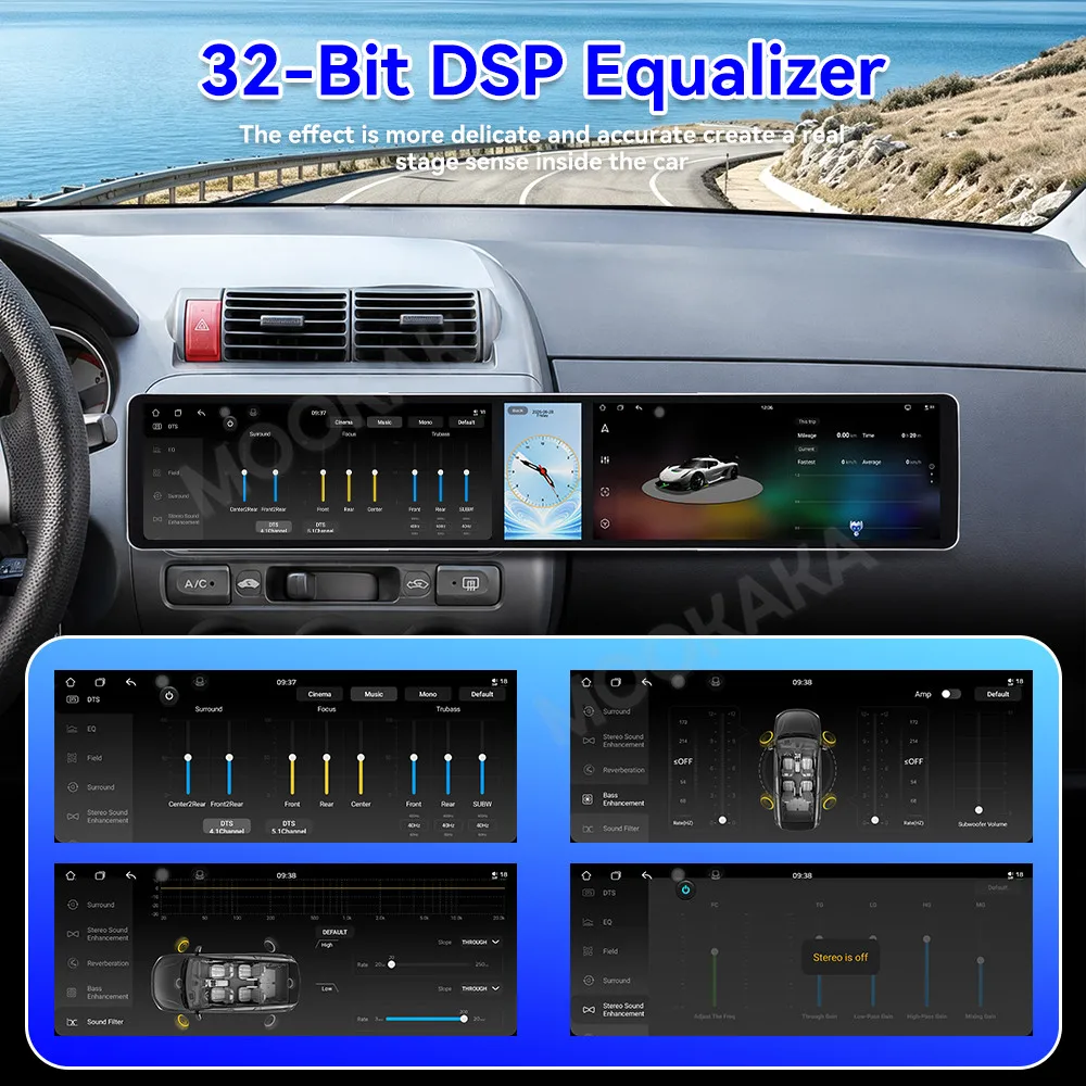 Android 15 Dual 12.3 Inch Triple Screen For Honda Fit 2007-2014 Car Stereo Radio Multimedia Player GPS Navi Wireless CarPlay DSP