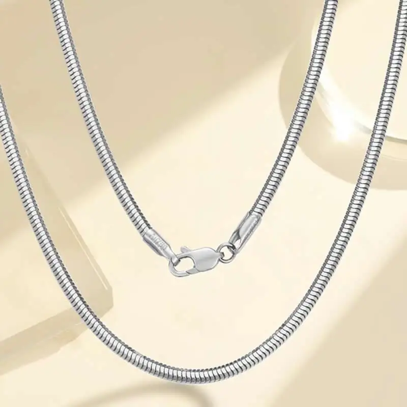 Heavy Gold 18K White Gold Necklace Women AU750 Gold Snake Chain Necklace