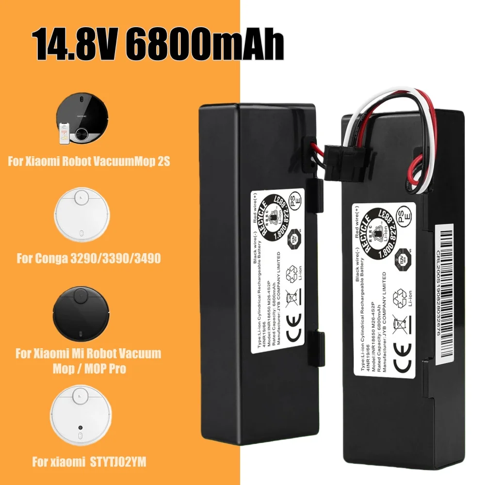 6800mAh 14.8V Replacement Battery Compatible for Xiaomi Mop, Mop 2s, Mop Pro, STYTJ02YM, Battery for Xiaomi Robot Vacumm