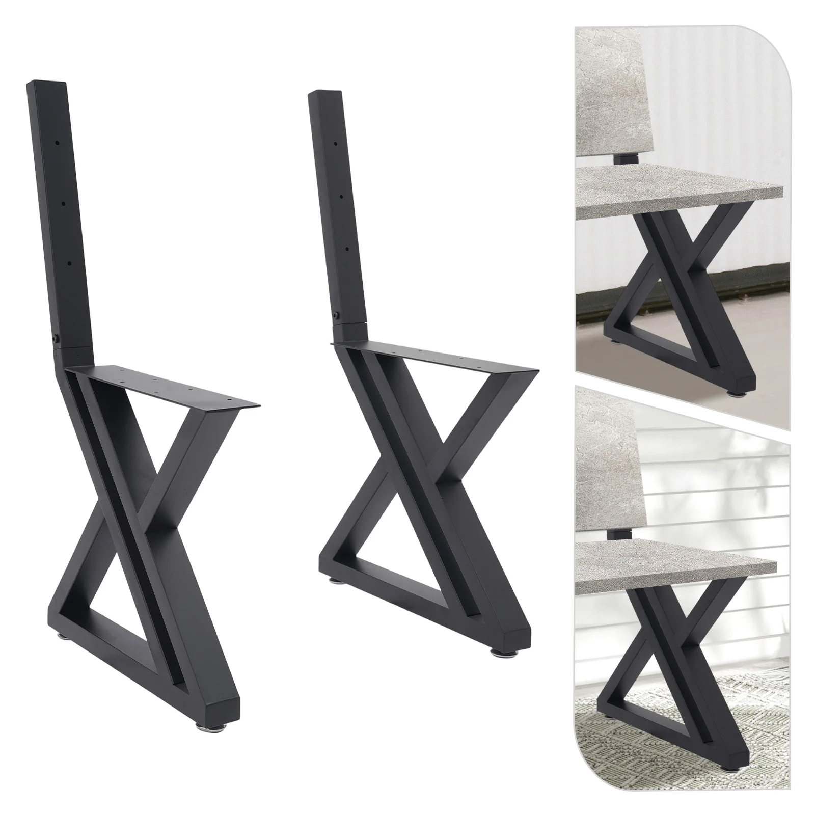 

2PCS Iron Bench Legs,Black Z-Shaped Bench Legs Floor Standing with Backrest Bracket for Park, Balcony