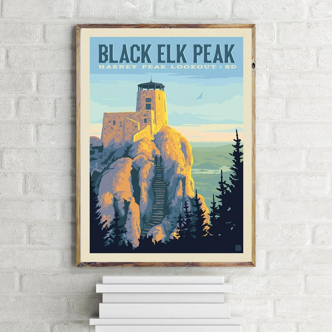 Black Elk Peak Retro Poster, South Dakota Vintage Print, Bedroom Wall Becor Over The Bed, Framed Retro Travel Poster