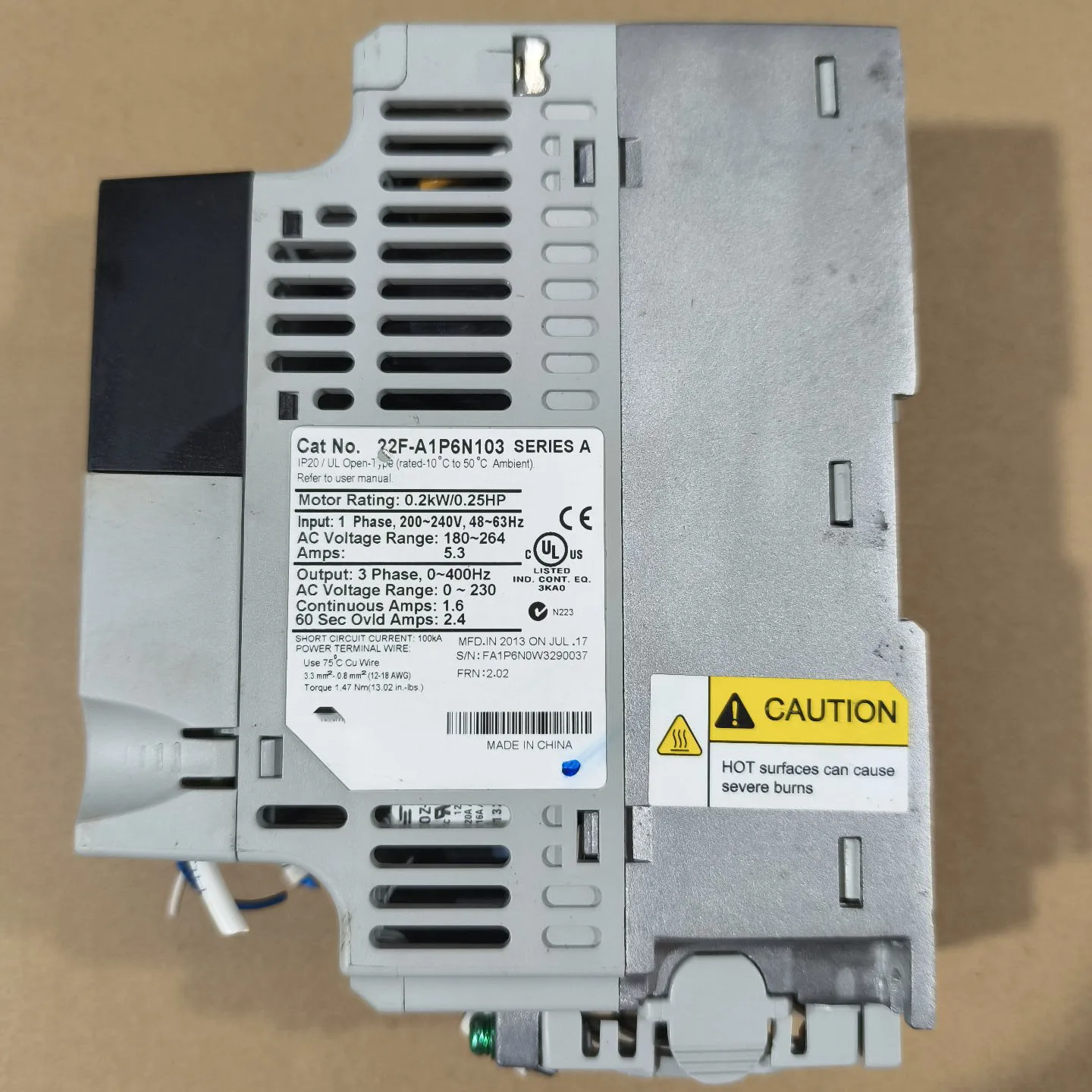 22F-A1P6N103 Frequency Converter   With warranty