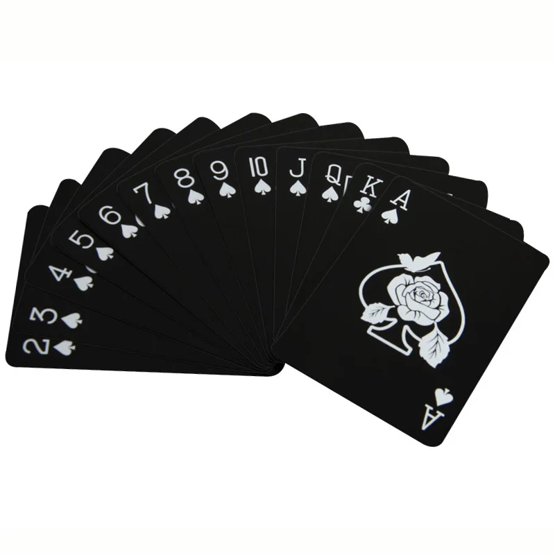 Rose Black Plastic Playing Cards Flower Cut Magic Practice Cards Waterproof Poker